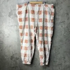 B844古着　チェックパンツ　オレンジ　白　90s Y2K