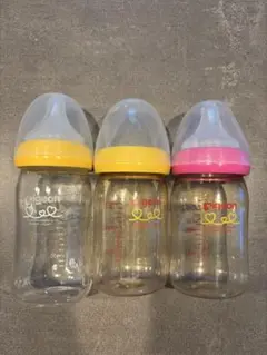 Pigeon 哺乳瓶 160ml×3本セット (ガラス1本、プラスチック2本)