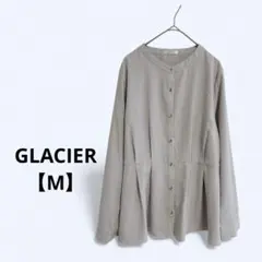 GLACIER グレー 長袖シャツ ペプラムブラウスM オフィスカジュアル