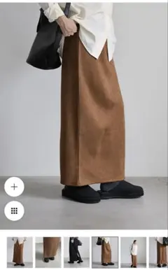 ブラウン スエード風 タイトスカート ロング