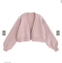 GRL パールショート丈ニットカーディガン[tt001] ピンク