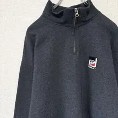 JERZEESハーフジップ スウェット トレーナー ロゴ刺繍 グレー L 900
