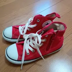 CONVERSE 赤 ハイカットスニーカー ジッパー付き　19cm