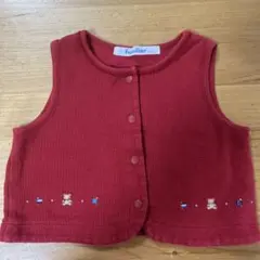 familiar 赤いベビーベスト クマ刺繍　60cm