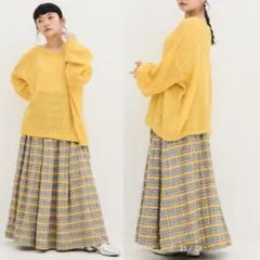 Merlot　チェック柄スカート　YELLOW
