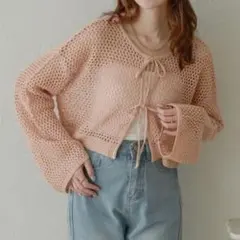 Ambre Neige カーディガン 2wayメランジメッシュトップスのサムネイル