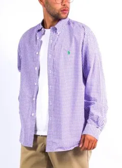 XL ラルフローレン ギンガムチェック BD シャツ パープル