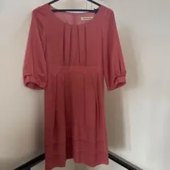 STRAWBERRY-FIELDS ピンク 七分袖 膝丈ワンピース