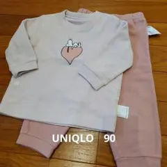 UNIQLO　パジャマ　フリース　90　ピンク　スヌーピー　ハート