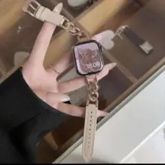 アップルウォッチ　バンド本革　バンドチェーン　ステンレス　可愛い❤おしゃれ　韓国
