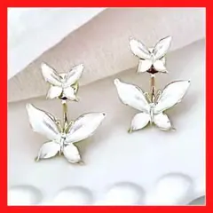 ピアス 二重の蝶々 蝶々 上品 繊細 豪華ピアス 可愛いピアス ゴージャス 蝶