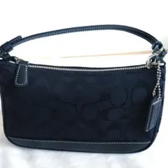 【美品】コーチ COACH シグネチャー ハンドバッグ アクセサリーポーチ　黒