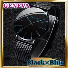 DZ.20 GENEVA 腕時計 ブラック×ブルー ステンレス ベルト[pbf0