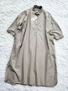 【新品】無印　ワッシャーポプリン七分袖ワンピース