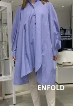 ENFOLD ストライプ　シャツ　ワンピース　ギャザーのサムネイル