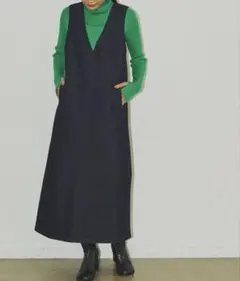 【新品タグ付き】Aunt Marie's Vネックデニムジャンスカ