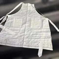 ホワイト刺繍エプロン 2ポケット