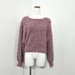 La-gemme シャギーニットプルオーバー ラメ ピンク系 フェミニン