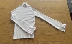 美品　ラジェム　ハイネックリブニットセーター　袖シースルー　フリー　薄ピンク