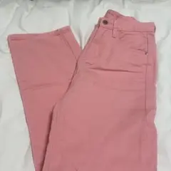 ピンク ハイウエスト デニムパンツ