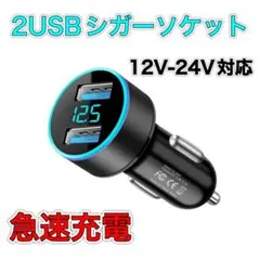 シガーソケット 2口USB LED 急速充電 12V 24V
