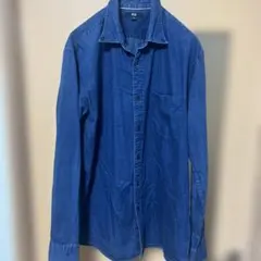 【美品】UNIQLO ユニクロ デニムシャツ 長袖 XL インディゴ ブルー