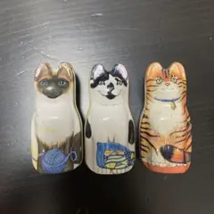イギリス製 2点　+ 中国製1点　アンティーク 缶 猫 ブリキ