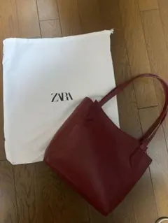 【新品未使用】　ZARA ハンドルディティール入りミニトートバッグ　レッド