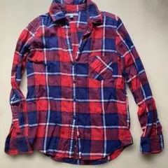 UNIQLO 赤青チェック 長袖シャツ S