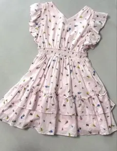 【美品】GAP KIDS フリル袖 花柄 ワンピース L (10) サイズ140