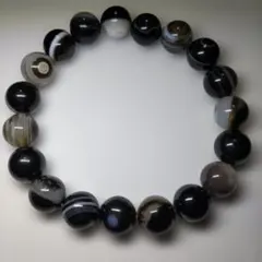 天眼石 ブラック アゲート 　　天然石ブレスレット