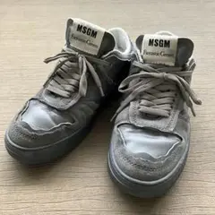 MSGM加工レザースニーカーグレー41サイズ 26〜26.5cm程度 6.6万