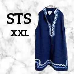 美品 STS 【XXL】ネイビー ノースリーブチュニック 青 ブルー