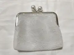 がま口　レース　ポーチ　白