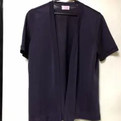 piane ダークパープル 半袖ニットカーディガン