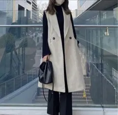 新品未使用 ZARA ザラ ダブルブレストソフトベスト ジレ M