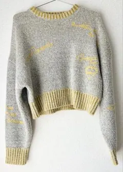 ロゴ刺繍ニット Mサイズ ショート丈のサムネイル