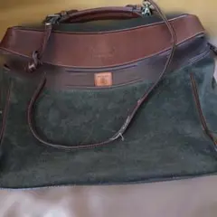 オリーブグリーン スエード レザー ショルダーバッグ