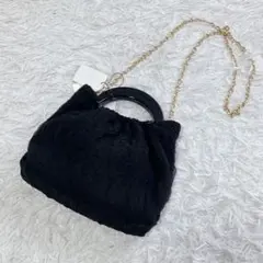 新品タグ付き nouer 大理石ハンドルミニバッグ チュール 黒 ヤマダヤ