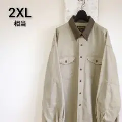 ウールリッチ　Woolrich 長袖　コットンツイルシャツ　ベージュ　2XL