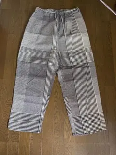 Samansa Mos2 綿麻 パッチワーク風 チェック柄パンツ F