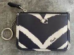 COACH カードケース コインケース キーリング付き ゼブラ柄