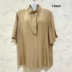 vince ベージュ 半袖シャツ バンドカラーブラウスのサムネイル
