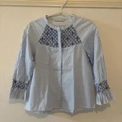 ZARA BASIC 刺繍入りストライプシャツ