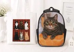 目玉商品！2点セット☆キジトラ猫パンリュック&猫6匹バッグ 丈夫で新品　大容量のサムネイル
