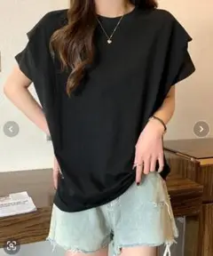タックスリーブTシャツ　Mサイズ　コンパクトシルエット　ベーシック　ブラック　黒
