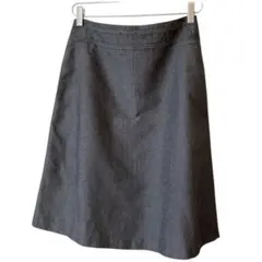 美品マーガレットハウエル　シルクコットンフレアスカート　膝下丈　Lサイズ　グレー 美品マーガレットハウエル シルクコットンフレアスカート 膝下丈