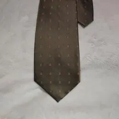 Galro Valence ブラウン 幾何学模様 シルクネクタイ100%