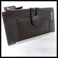 【新品未使用品♪】UYHM 長財布 コンパクト 軽量 レザー ブラック