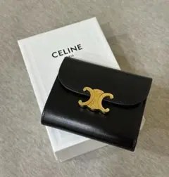 CELINE ブラックレザー 三つ折り財布